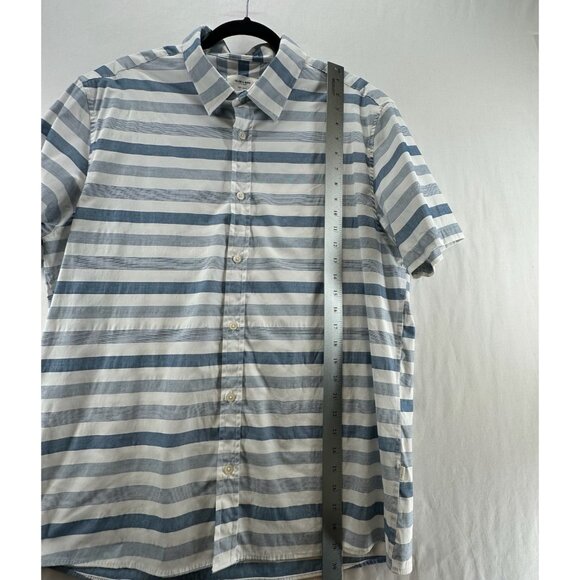 Julian & Mark Striped Button-Up Shirt Mens XL Short Sleeve Collared Blue White - Picture 9 of 11